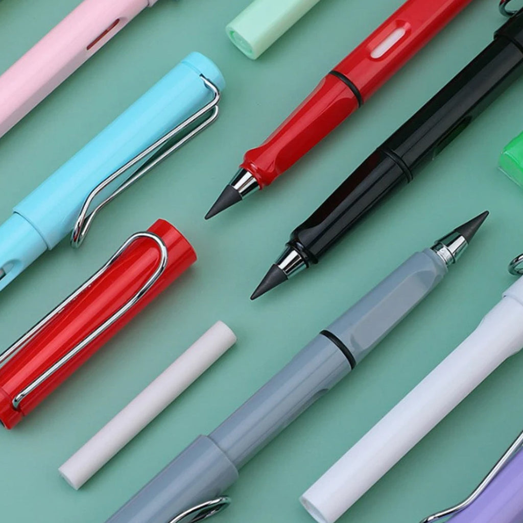 2-in-1 Everlasting Magic Pencil with Replaceable Eraser – Inkless, Reusable, Portable (1 Pc / Mix Color)