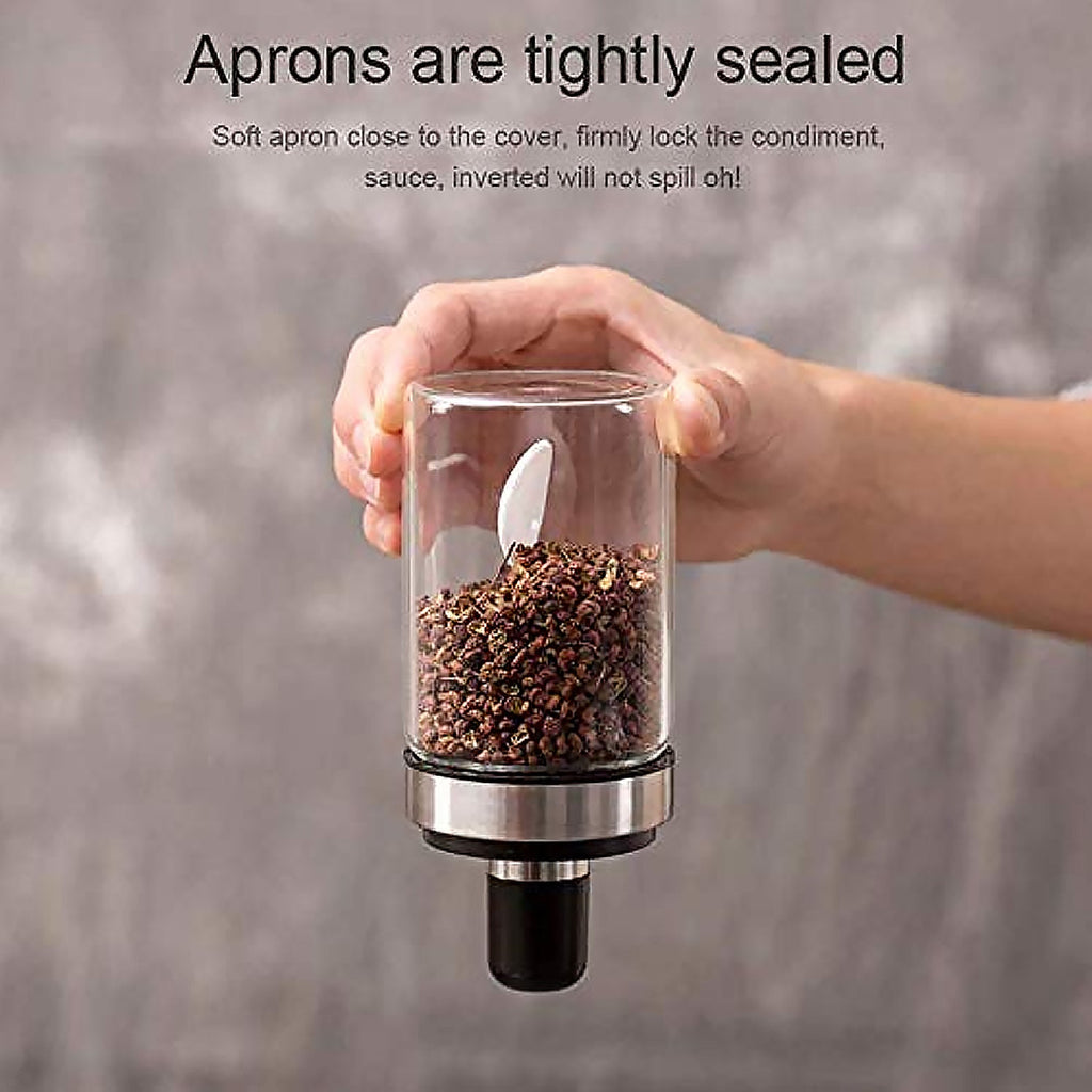 Transparent Glass Oil Dispenser 500 ML Bottle Set of 2, Spice Jar 250 ML Set of 3 (5pcs set)