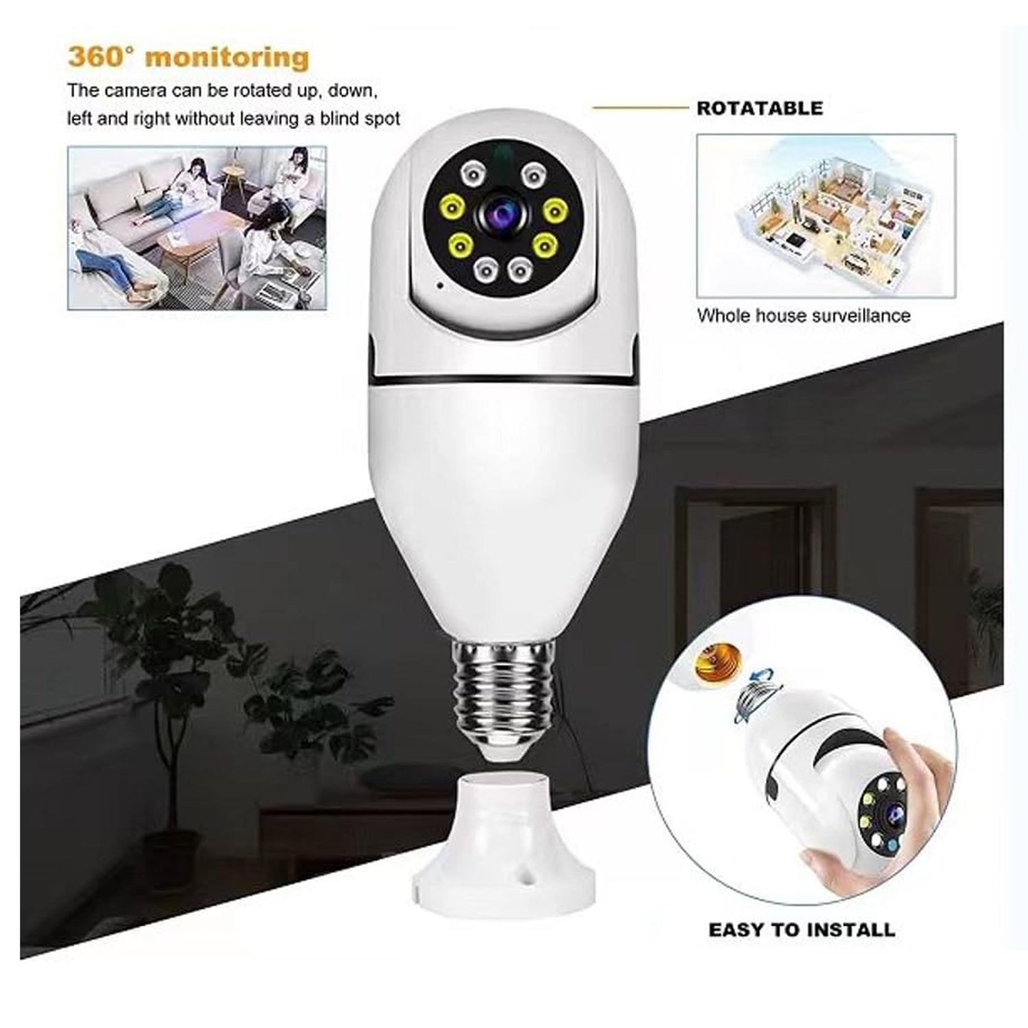 CCTV Security Camera 360° Panoramic Wireless WiFi IP (1 Pack)