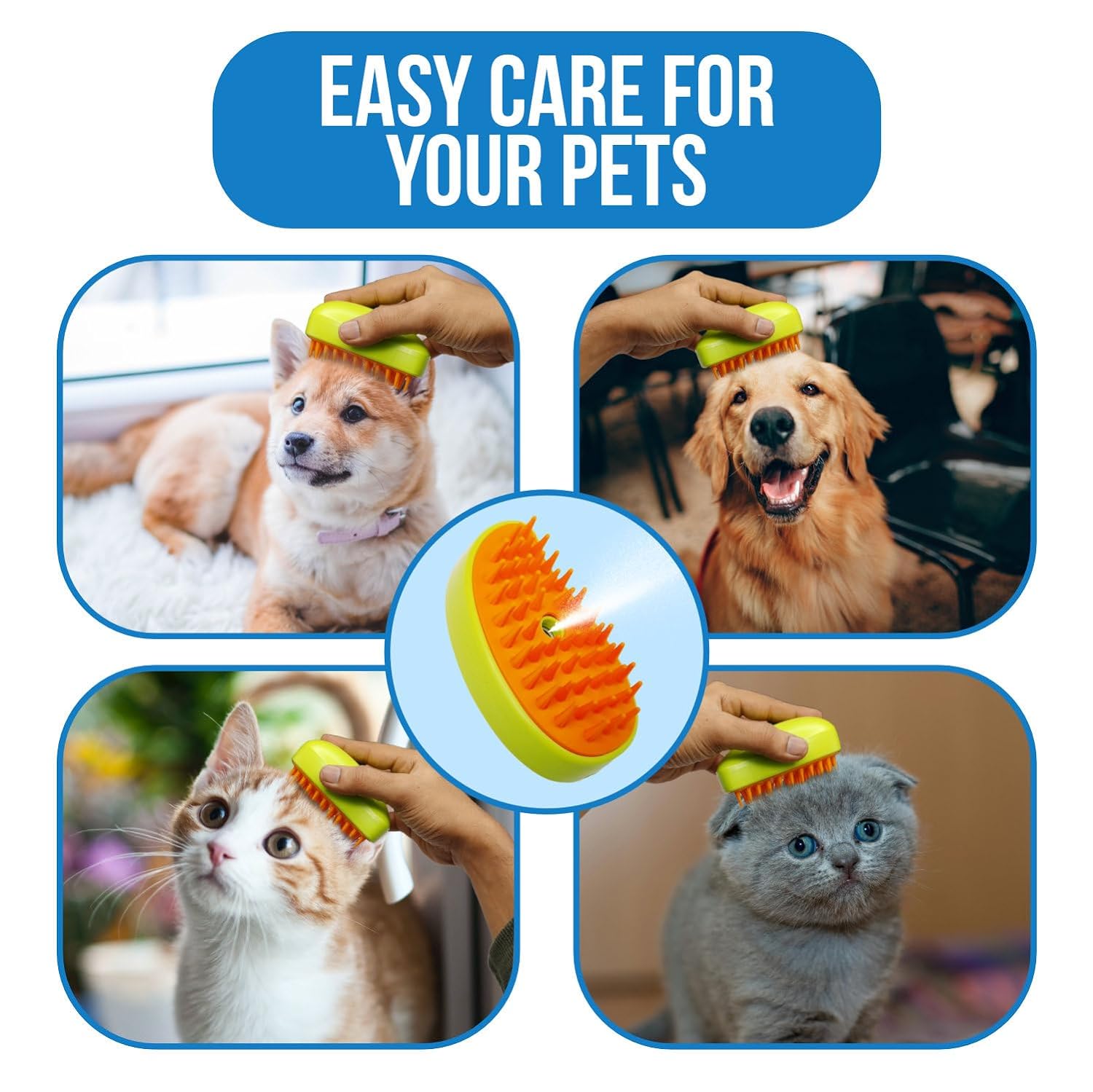 3-in-1 Cat Steamy Brush – Self-Cleaning Pet Grooming & Hair Removal Comb