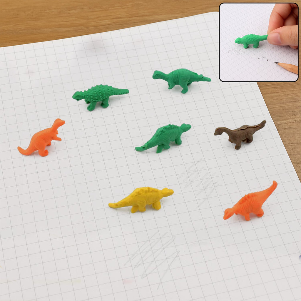 7 Piece Dinosaur Shaped Erasers for Kids - Animal Erasers, 3D Puzzle