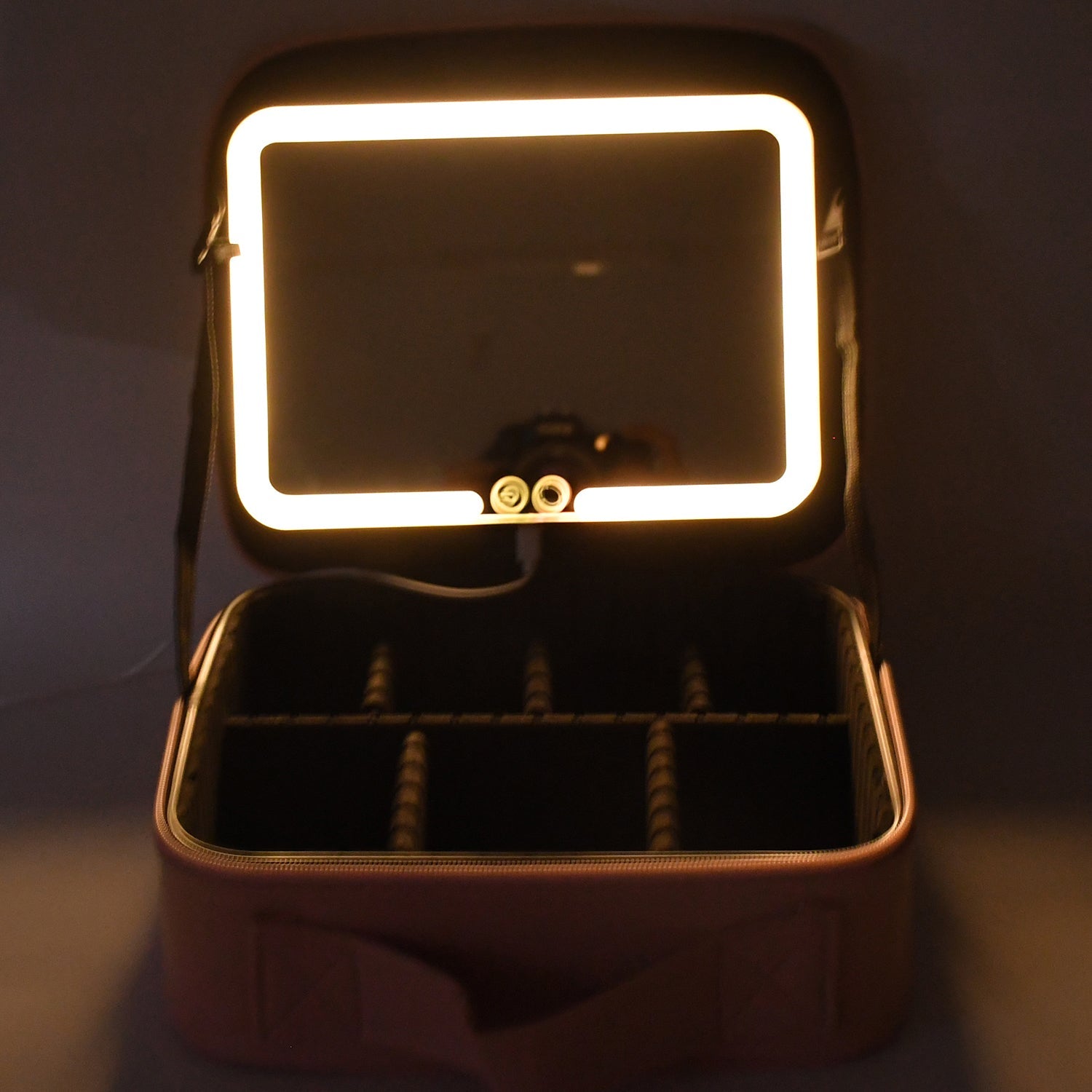 Makeup Organizer Box with LED Light – Pink & Black(1 Pc)